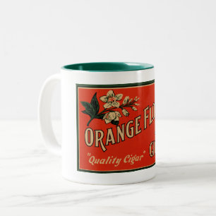Caneca De Café Em Dois Tons Desenho de Caixa de Charuto Flor de Laranja