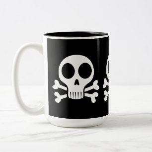 Caneca De Café Em Dois Tons Desenho de Caveira Pirata