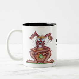 Caneca De Café Em Dois Tons Desenho de Coelho Engraçado e Fofo