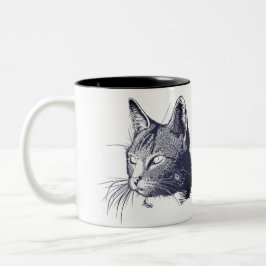 Caneca De Café Em Dois Tons Desenho de Gato Negro