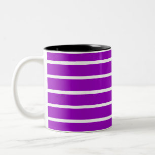 Caneca De Café Em Dois Tons Desenho de Listras Brancas e Roxas