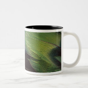 Caneca De Café Em Dois Tons desenho de padrão de pena de papagaio