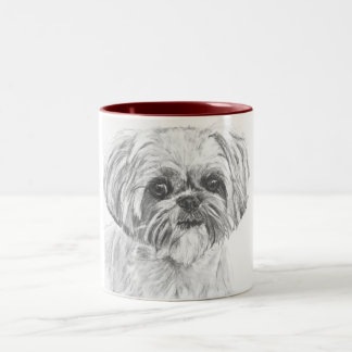 Caneca De Café Em Dois Tons Desenho de Shih Tzu