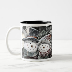 Caneca De Café Em Dois Tons Desenho de Snowman e Snow
