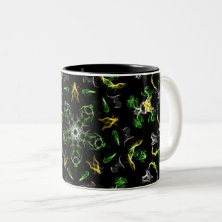 Caneca De Café Em Dois Tons Desenho Digital de Mandala Verde Suave