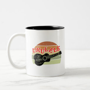 Caneca De Café Em Dois Tons Desenho Distinto Ukulele, Ultramarino
