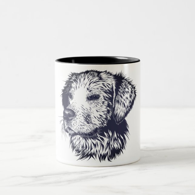 Caneca De Café Em Dois Tons Desenho do Cachorro Preto e Branco (Centro)