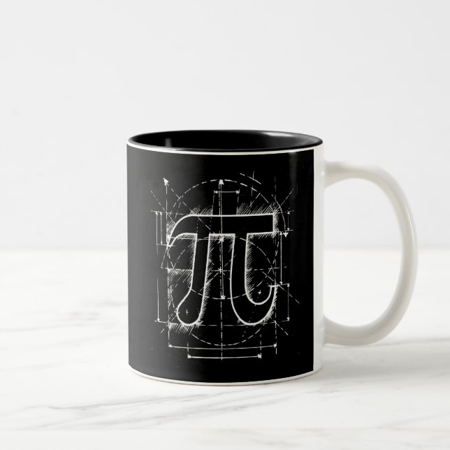Caneca De Café Em Dois Tons Desenho do número do Pi (Direita)