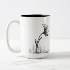 Caneca De Café Em Dois Tons Desenho em preto e branco de flor na caneca de caf