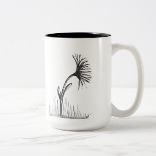Caneca De Café Em Dois Tons Desenho em preto e branco de flor na caneca de caf
