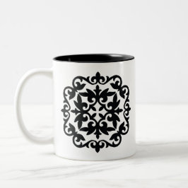 Caneca De Café Em Dois Tons Desenho Floral Ornamental