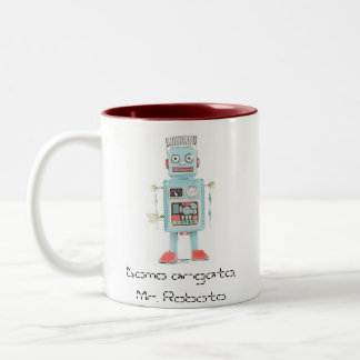 Caneca De Café Em Dois Tons desenho-robô, arigato de Domo, Sr. Roboto