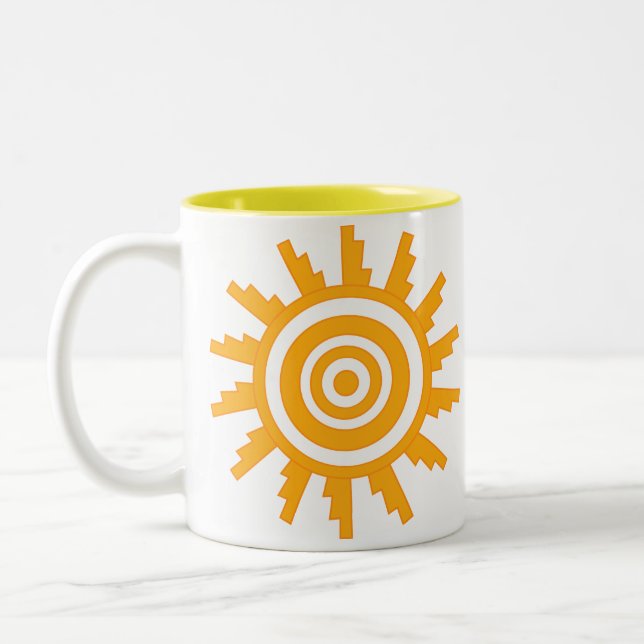 Caneca De Café Em Dois Tons Desenho Sol  (Esquerda)