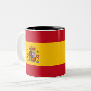Caneca De Café Em Dois Tons Desenho Vermelho Amarelo da Bandeira Espanhola