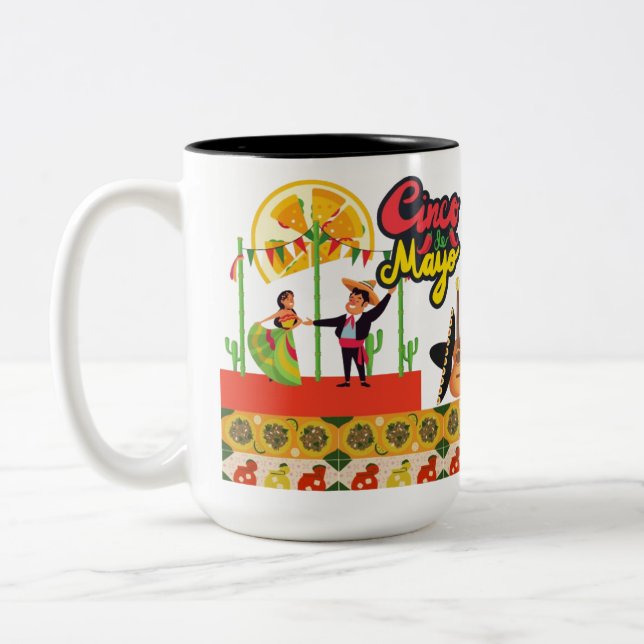 Caneca De Café Em Dois Tons Desert Bloom Fiesta preto & branco (Esquerda)