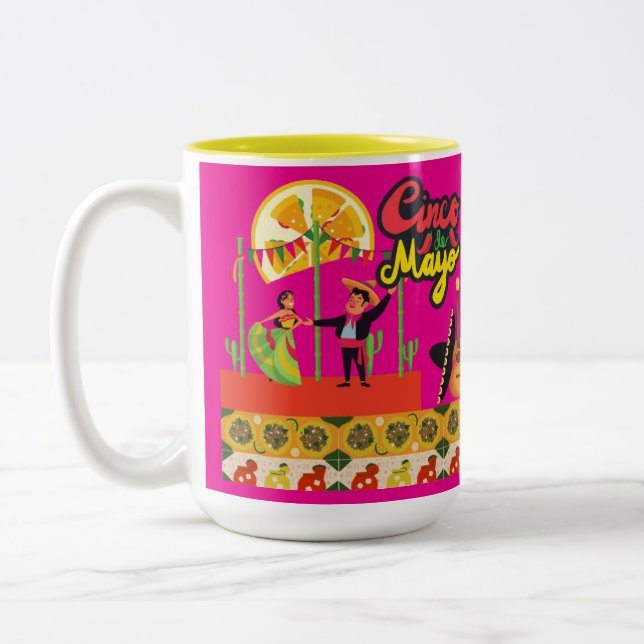 Caneca De Café Em Dois Tons Desert Bloom Fiesta rosa quente (Esquerda)