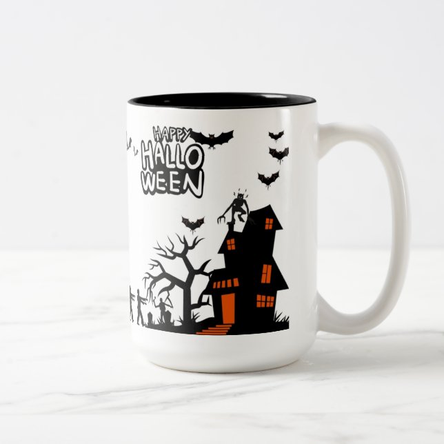 Caneca De Café Em Dois Tons Desfile de Lanterna Fantasmagórica preto e branco (Direita)