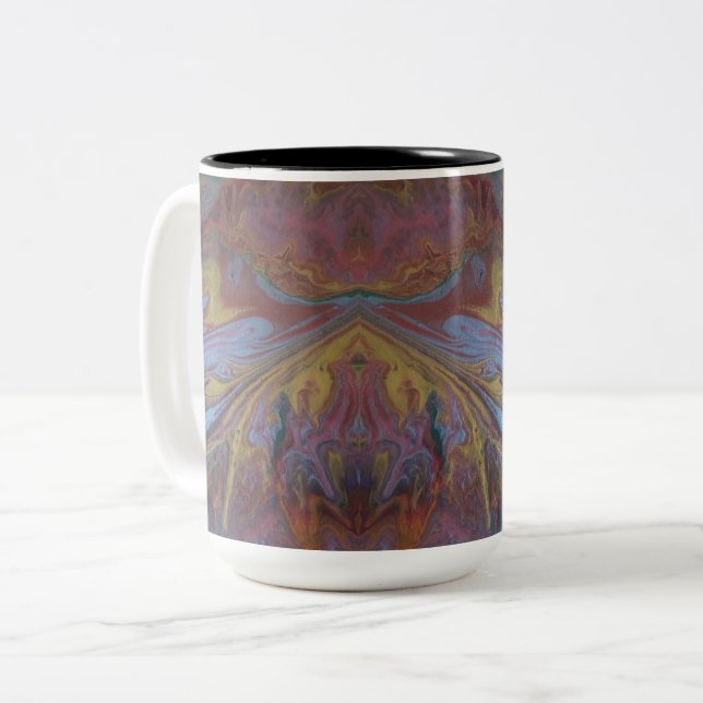 Caneca De Café Em Dois Tons Design abstrato espelhado (Frente Esquerda)