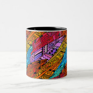 Caneca De Café Em Dois Tons Design africano colorido