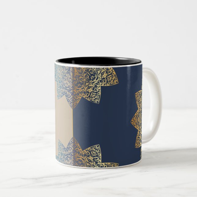 Caneca De Café Em Dois Tons design arabesca (Frente Esquerda)