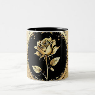 Caneca De Café Em Dois Tons Design artístico ouro Rosa com detalhes do Ornamen
