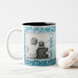 Caneca De Café Em Dois Tons Design azul das imagens w/Text do brilho 2 seus
