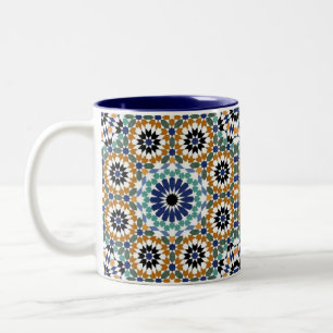 Caneca De Café Em Dois Tons Design azul-turco e castanho