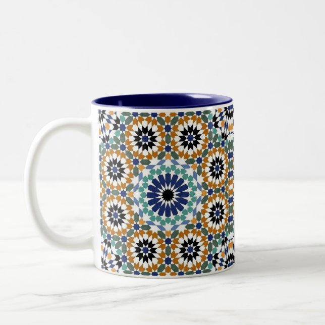 Caneca De Café Em Dois Tons Design azul-turco e castanho (Esquerda)