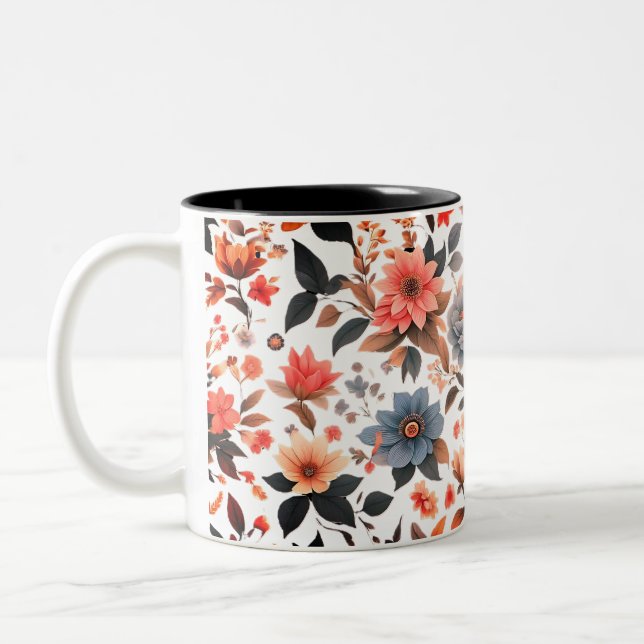 Caneca De Café Em Dois Tons Design botânico (Esquerda)