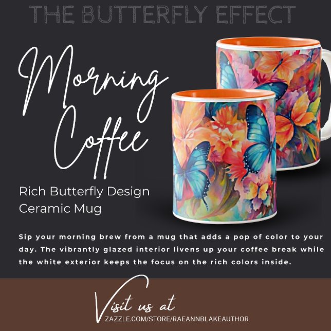 Caneca De Café Em Dois Tons Design cerâmica Rich Butterfly (Criador carregado)