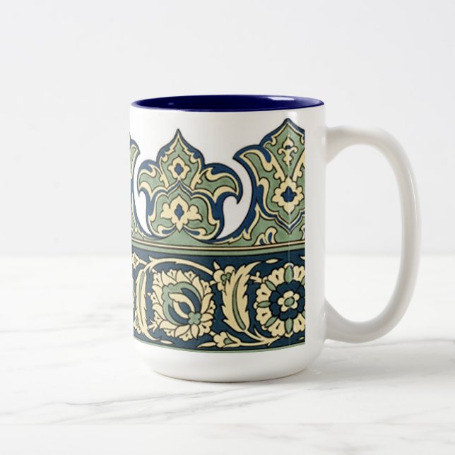 Caneca De Café Em Dois Tons Design da fronteira islâmica - Mug (Direita)