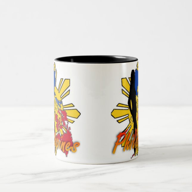 Caneca De Café Em Dois Tons Design da menina de Filipinas (Centro)