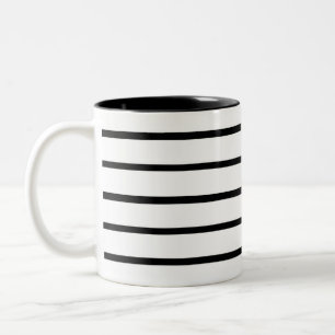 Caneca De Café Em Dois Tons Design das faixas brancas e pretas