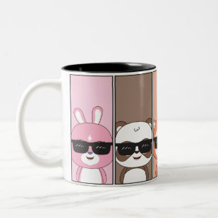 Caneca De Café Em Dois Tons Design de animal colorida