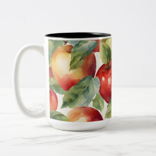 Caneca De Café Em Dois Tons design de aquarela de maçãs frescas