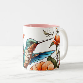 Caneca De Café Em Dois Tons Design de beija-flor