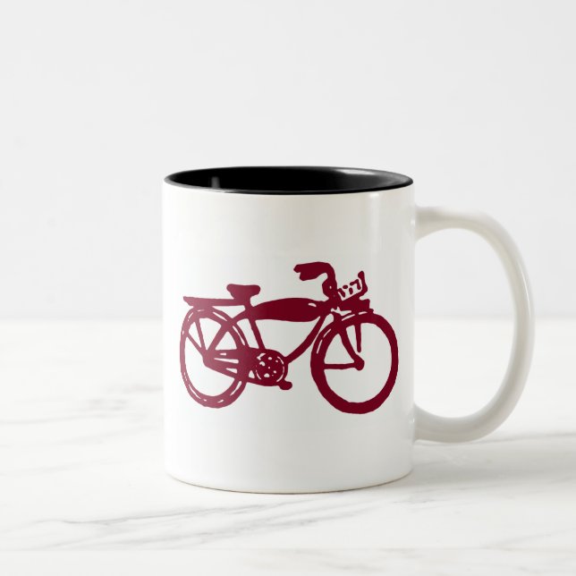 Caneca De Café Em Dois Tons Design de bicicleta vermelha antiga (Direita)