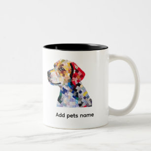 Caneca De Café Em Dois Tons Design de cachorro de estimação colorido e fofo