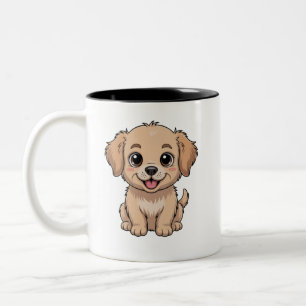 Caneca De Café Em Dois Tons Design de Cachorro Golden Retriever Fofo
