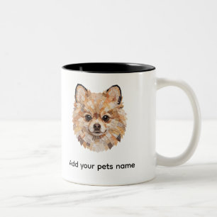 Caneca De Café Em Dois Tons Design de Cachorro Pomerânia
