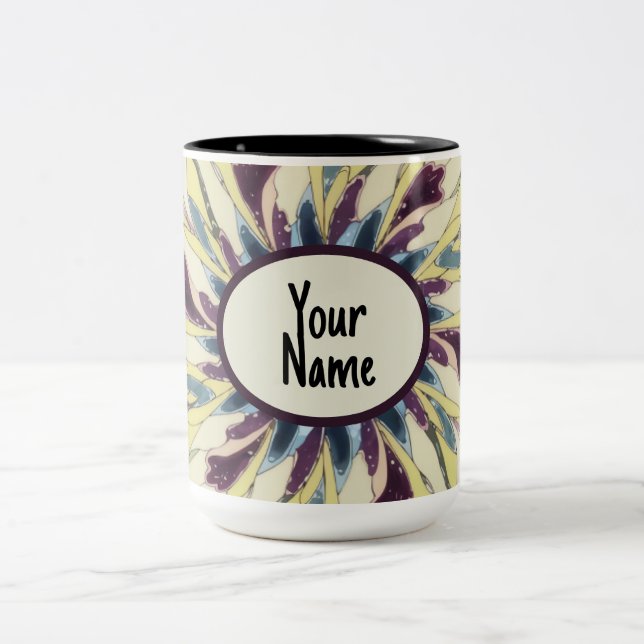 Caneca De Café Em Dois Tons Design de café com caleidoscópio personalizado (Centro)