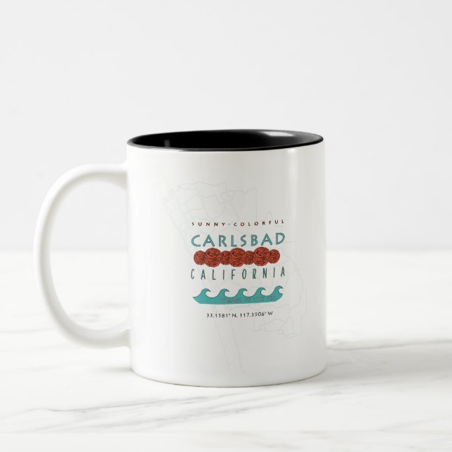 Caneca De Café Em Dois Tons Design de Carlsbad Califonia (Esquerda)