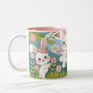 Caneca De Café Em Dois Tons Design de celebração de Páscoa de encantamento