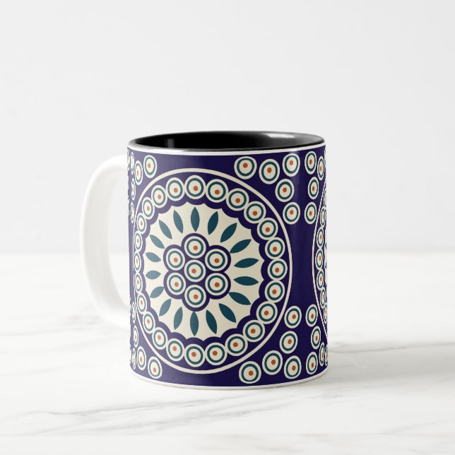 Caneca De Café Em Dois Tons Design de cerâmica tradicional polonesa (Frente Esquerda)