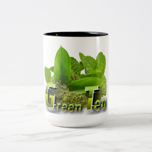 Caneca De Café Em Dois Tons Design de chá verde minimalista e vibrante