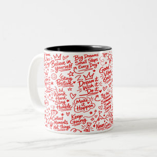 Caneca De Café Em Dois Tons Design de Citações Positivas Inspiradoras
