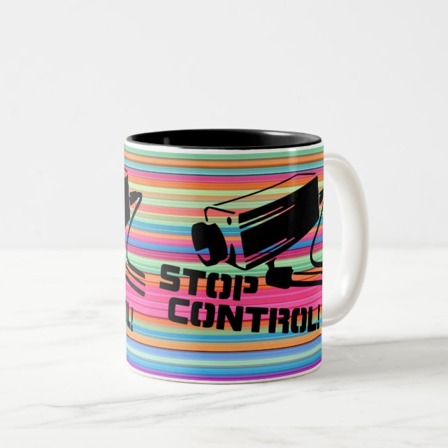 Caneca De Café Em Dois Tons Design de Consciência da Privacidade da Câmera de  (Frente Esquerda)