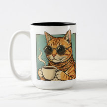 Design de estilo retrô de café Cool Cat para amant