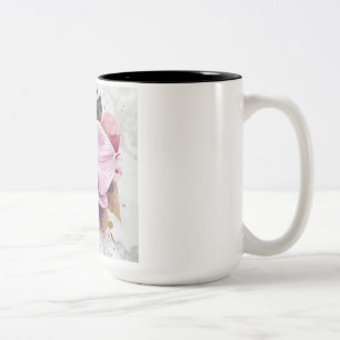 Caneca De Café Em Dois Tons Design de Flores 