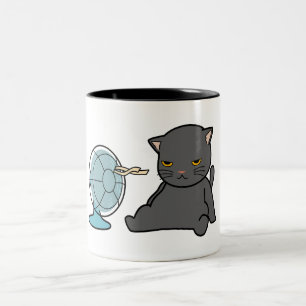 Caneca De Café Em Dois Tons design de gatos de verão na frente do ventilador  